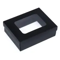 Коробка подарочная складная, упаковка, крышка - дно, с окном, чёрная, 16.5&times;12.5&times;5.2 см