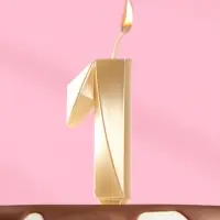 Свеча в торт &laquo;Цифра 1&raquo;, золотая, 6.5 см