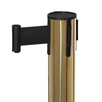 Стойка ограждения золотая, с вытяжной лентой-180 см черная, высота-90см,d- 6см,напольный d-32см Стойка ограждения золотая, с вытяжной лентой-180 см черная, высота-90см,d- 6см,напольный d-32см