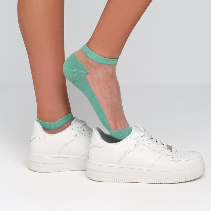 Набор стеклянных носков 3 пары "Француженка", р-р 36-37 (23 см), цвет мята/корал/серый