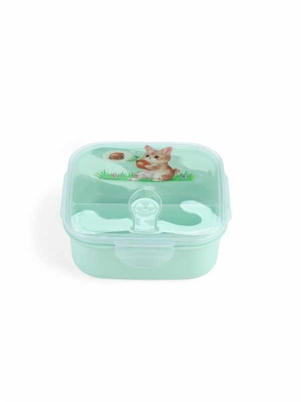 Ланч-бокс с клапаном, 3 секции, "Зайка", 14 х 14 х 5 см