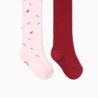 Набор колготок Крошка Я Flowers, рост 68-74 см, розовый/бордовый