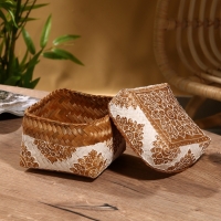 Корзинка плетеная "Манадо" бамбук 16х16х12 см, светлая