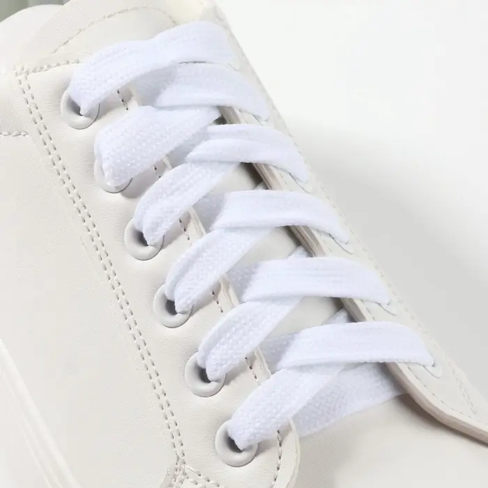 Шнурки для обуви, пара, плоские, 8 мм, 120 см, белые