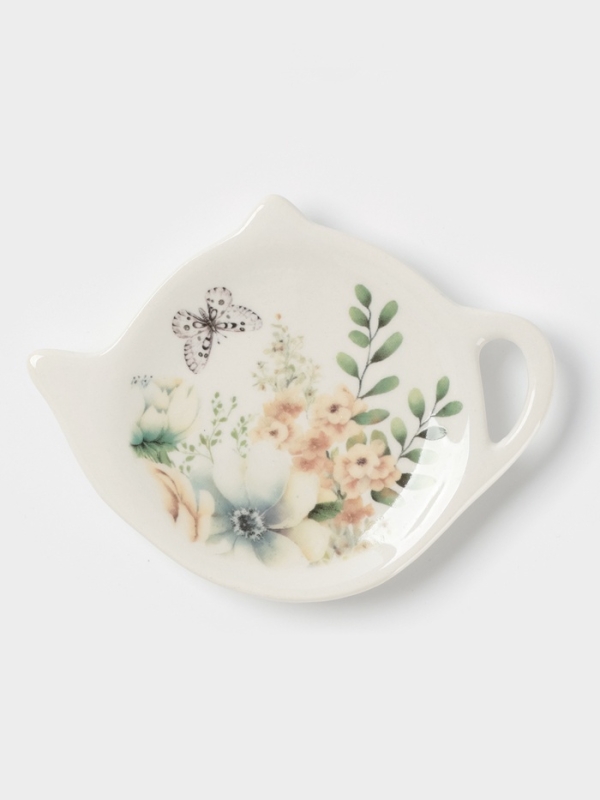 Подставка под чайный пакетик Доляна "Цветы" цвет белый  12х9х1,5 см