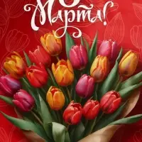 Пакет подарочный крафт, &laquo;8 Марта&raquo;, 21&times;11&times;27 см