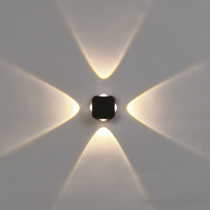 Светильник фасадный &laquo;Кубик&raquo;, FSD-064, 4 Вт, 3000К, 4 луча, IP65, 220 В, пластик, черный