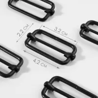 Пряжка регулирующая, вн. ширина=32 мм, s=5 мм, 5 шт., матовая, чёрная