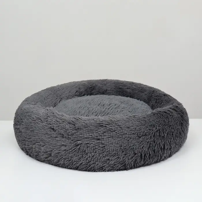 Лежанка для собак и кошек, длинный мех, 45 х 35 х 11 см, серая