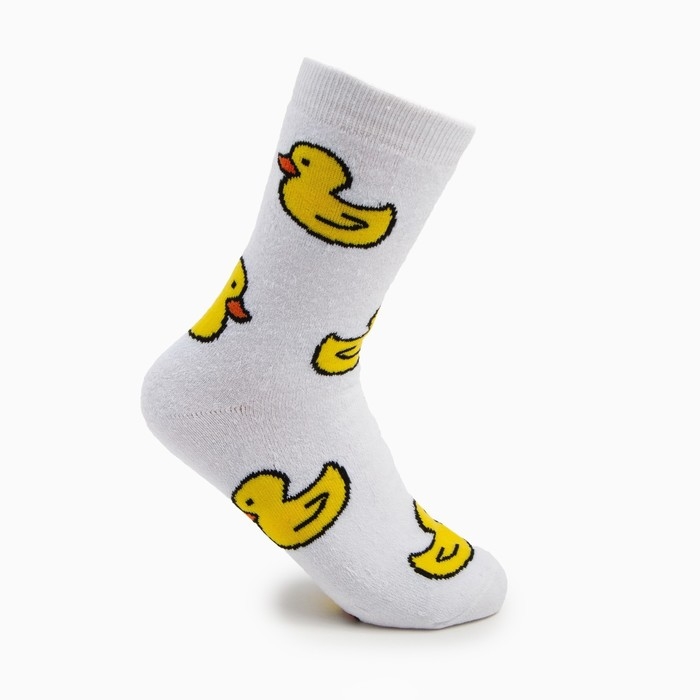 Носки женские махровые &laquo;Утка&raquo;, цвет белый, размер 23-25