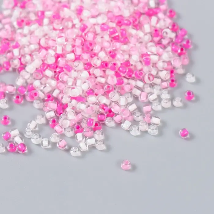Бисер стекло 12/0 "Прозрачный. Цветная серединка. Розовый" 10 гр