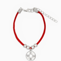 Браслет-оберег &laquo;Красная нить&raquo; одна монета, цвет чернёное серебро, 20 см