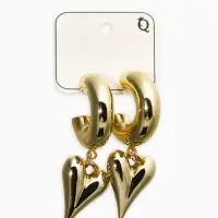 Серьги "Новый стиль", сердечки, цвет золото d2,5см