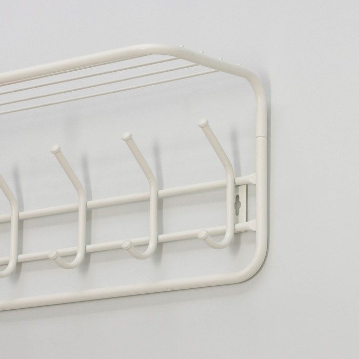 Вешалка настенная с полкой, 60&times;22&times;26,5 см, цвет белый