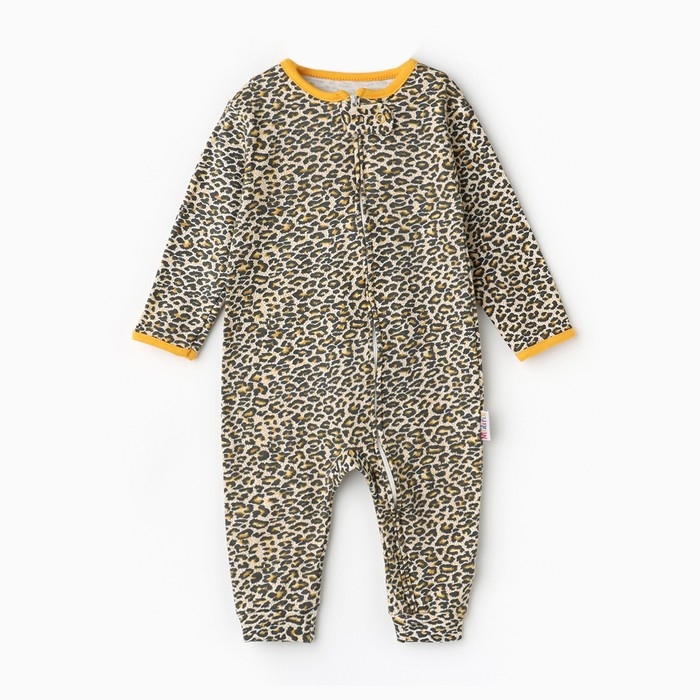 Комбинезон детский (3 шт.), цвет оранжевый/леопард/белый, рост 74 см