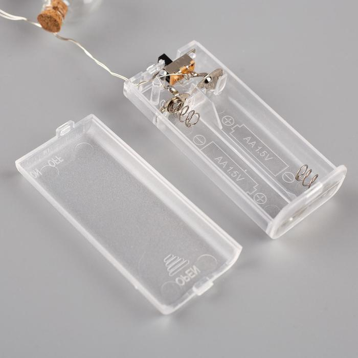 Гирлянда &laquo;Нить&raquo; 1.6 м с насадками &laquo;Шарики с ёлочкой&raquo;, IP20, серебристая нить, 15 LED, батарейки ААх2 (нет в комплекте), свечение мульти