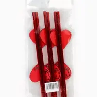 Трубочки для коктейля &laquo;Сердечки&raquo;, красные, 6 шт