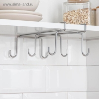 Держатель для кружек подвесной на 6 предметов, 16×27×10 см, цвет хром зеркальный Держатель для кружек подвесной на 6 предметов, 16×27×10 см, цвет хром зеркальный