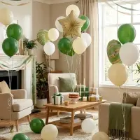 Воздушные шары "Зеленые грани" фольга, латекс, набор 12 штук