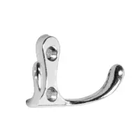 Крючок мебельный ТУНДРА TKd=005, двухрожковый, хром, 5 шт.