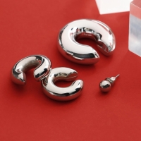 Серьги и каффы &laquo;Бублик&raquo;, набор 4 шт. три дуги, цвет серебро