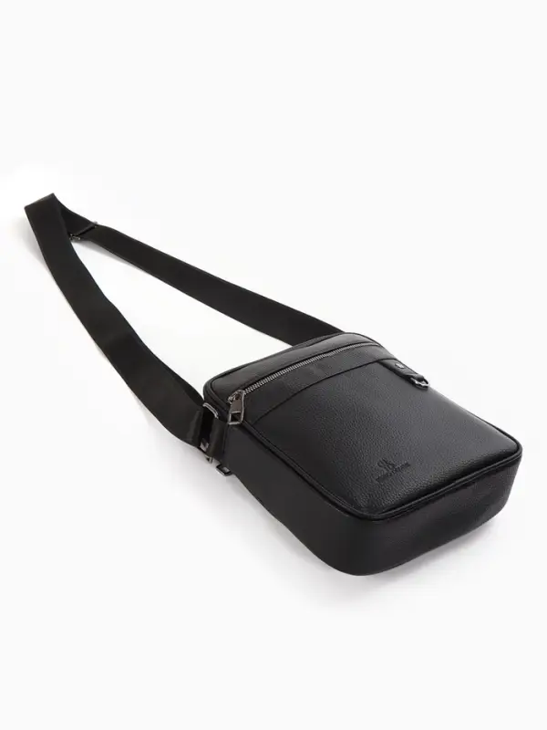 Сумка мужская, 21*7*25 см, отд на молнии, 2 н/карман, длин рег.ремень, черный