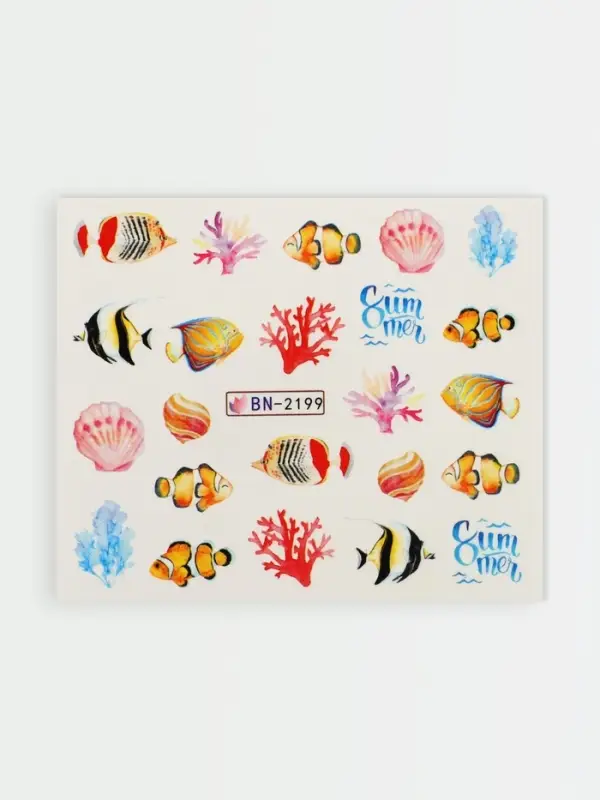 Слайдеры для ногтей &laquo;Морской мир&raquo;, разноцветные