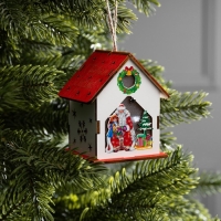 Подвеска световая "Дом Деда Мороза", 7х6х8 см, 1 LED, AG10x3 (в компл.), свечение тёплое белое Подвеска световая "Дом Деда Мороза", 7х6х8 см, 1 LED, AG10x3 (в компл.), свечение тёплое белое