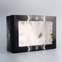 Коробка складная, крышка-дно, "Настоящему мужчине", 30 х 20 х 9 см с окном