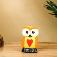 Набор сувенирный &laquo;Совята с сердечком&raquo;, h=15 см, h=12.5 см, h=9.5 см, дерево, оранжево-желтый