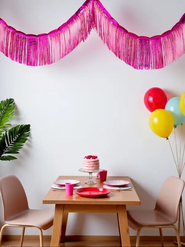 Гирлянда "Дождик" 3 метра с липким краем, цвет фуксия