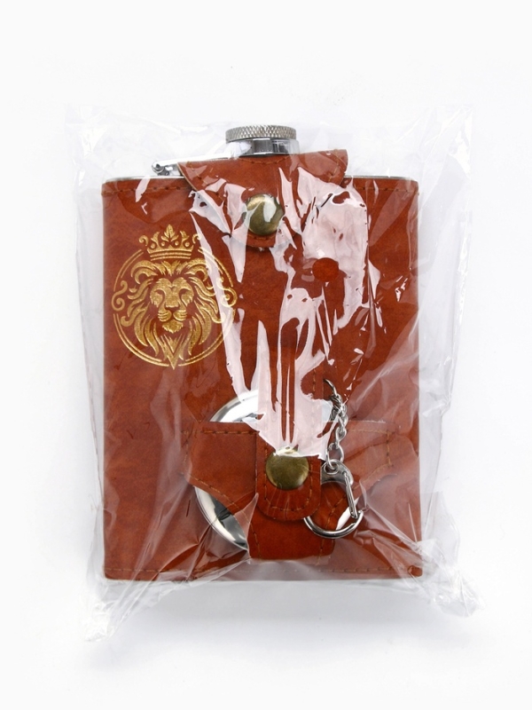 Фляжка со складной стопкой в чехле &laquo;Лев&raquo;, 240 мл, 75 мл