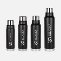 Термос Relaxika 1200 со стикерпаком, черный