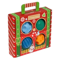 Подарочный набор развивающих тактильных мячиков &laquo;Волшебный чемоданчик&raquo;, 4 шт., новогодняя подарочная упаковка, Крошка Я
