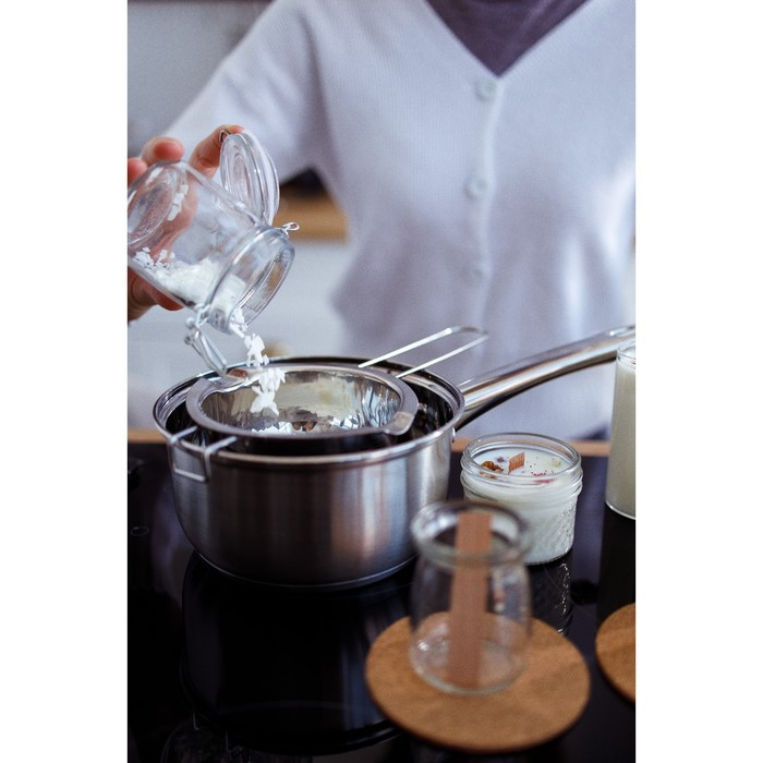 Ковш из нержавеющей стали Доляна &laquo;Гретте&raquo;, 1,5 л, d=16 см, с крышкой, металлическая ручка, индукция