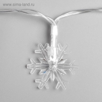 Гирлянда &laquo;Нить&raquo; 3 м с насадками &laquo;Снежинки большие&raquo;, IP20, прозрачная нить, 20 LED, свечение мульти (RG/RB), мигание, USB