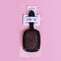 Расчёска массажная, широкая, вентилируемая, 8,5 &times; 20,5 см, цвет чёрный