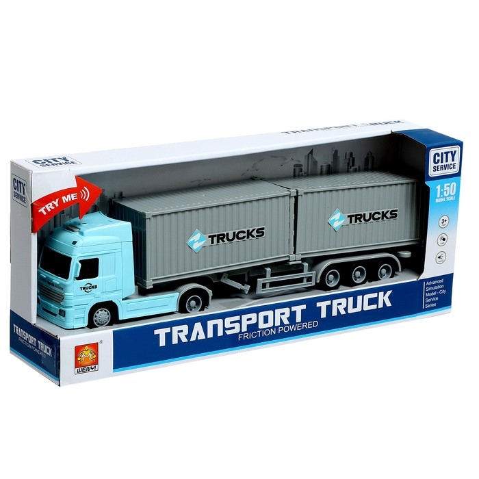 Грузовик инерционный &laquo;Контейнеровоз&raquo;, 1:50, свет, звук