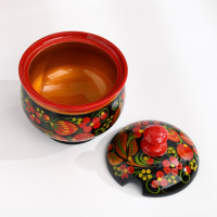Сахарница, с ложкой, 10&times;9 см, хохлома