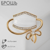 Брошь &laquo;Маска&raquo; медицинская, цвет белый в золоте