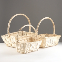 Набор корзин из 3 шт, 42х29х17/43 см, 37х26х15/37 см, 31х21х13/35 см, бежевый, ива Набор корзин из 3 шт, 42х29х17/43 см, 37х26х15/37 см, 31х21х13/35 см, бежевый, ива