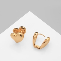 Серьги металл &laquo;Аккорд&raquo; сердечко, цвет золото