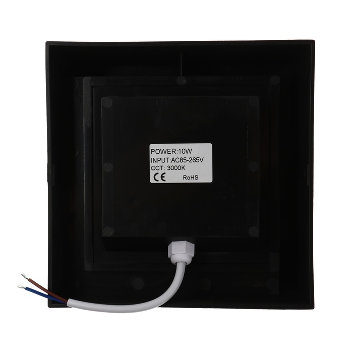 Светильник фасадный &laquo;Сити&raquo;, FSD-054, 10 Вт, 3000К, квадрат, IP65, 220 В, пластик, черный