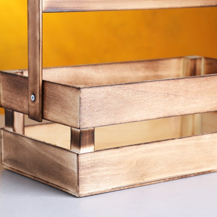 Кашпо деревянное 24.5&times;13.5&times;9 см "Двушка Лайт", двухреечное, обжиг Дарим Красиво