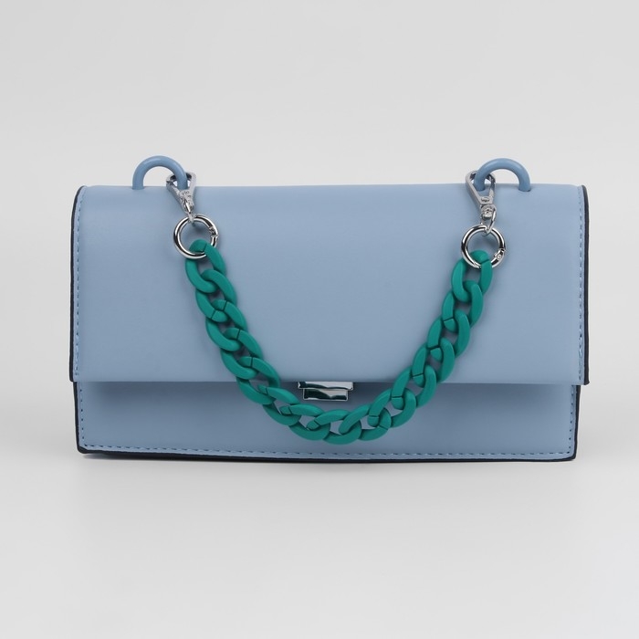 Цепочка для сумки, с карабинами, пластиковая, 23 × 17 мм, 30 см, цвет зелёный/серебряный Цепочка для сумки, с карабинами, пластиковая, 23 × 17 мм, 30 см, цвет зелёный/серебряный