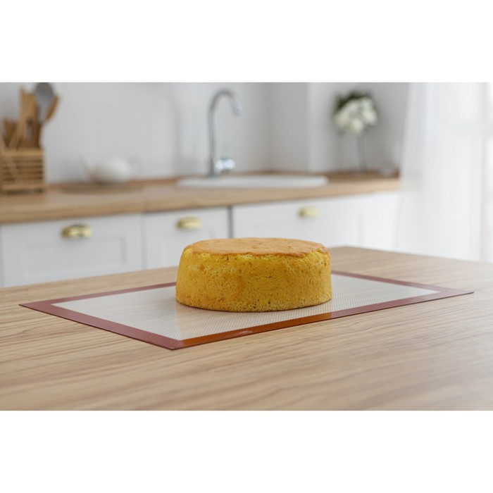 Армированный коврик для выпечки Доляна, силикон, 42&times;29,5 см, цвет бежевый