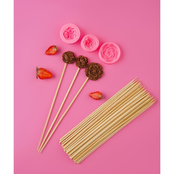 Набор молдов &laquo;Роза&raquo;, силикон, набор шампуров 45 шт, цвет МИКС