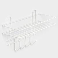 Полка для ванной прямая, 4 крючка, 33&times;12,5&times;4,5 см, цвет белый
