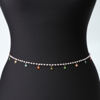 Портупея &laquo;Талия&raquo; цветы, цветная в золоте, 68 см + 25 см удлинитель