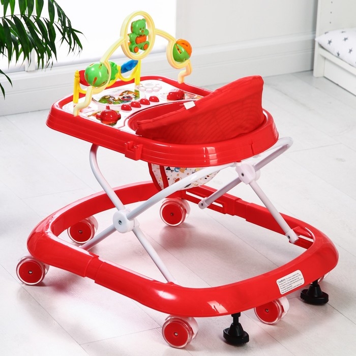 Ходунки &laquo;Забава&raquo;, 8 силик. колес, муз., свет, игрушки, красный